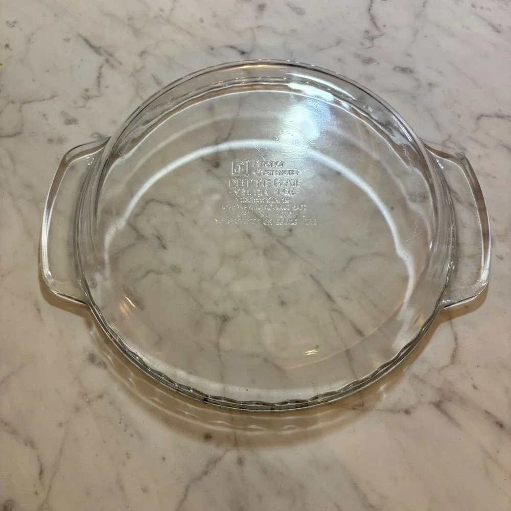 Anchor Hocking Glass Deep Pie Plate 9 Inch 1 Qt Clear Ovenware with Handles 1075